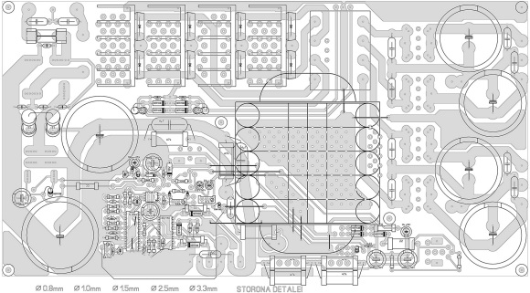 Расположение деталей на печатной плате импульсного блока питания мощностью до 2000 Вт